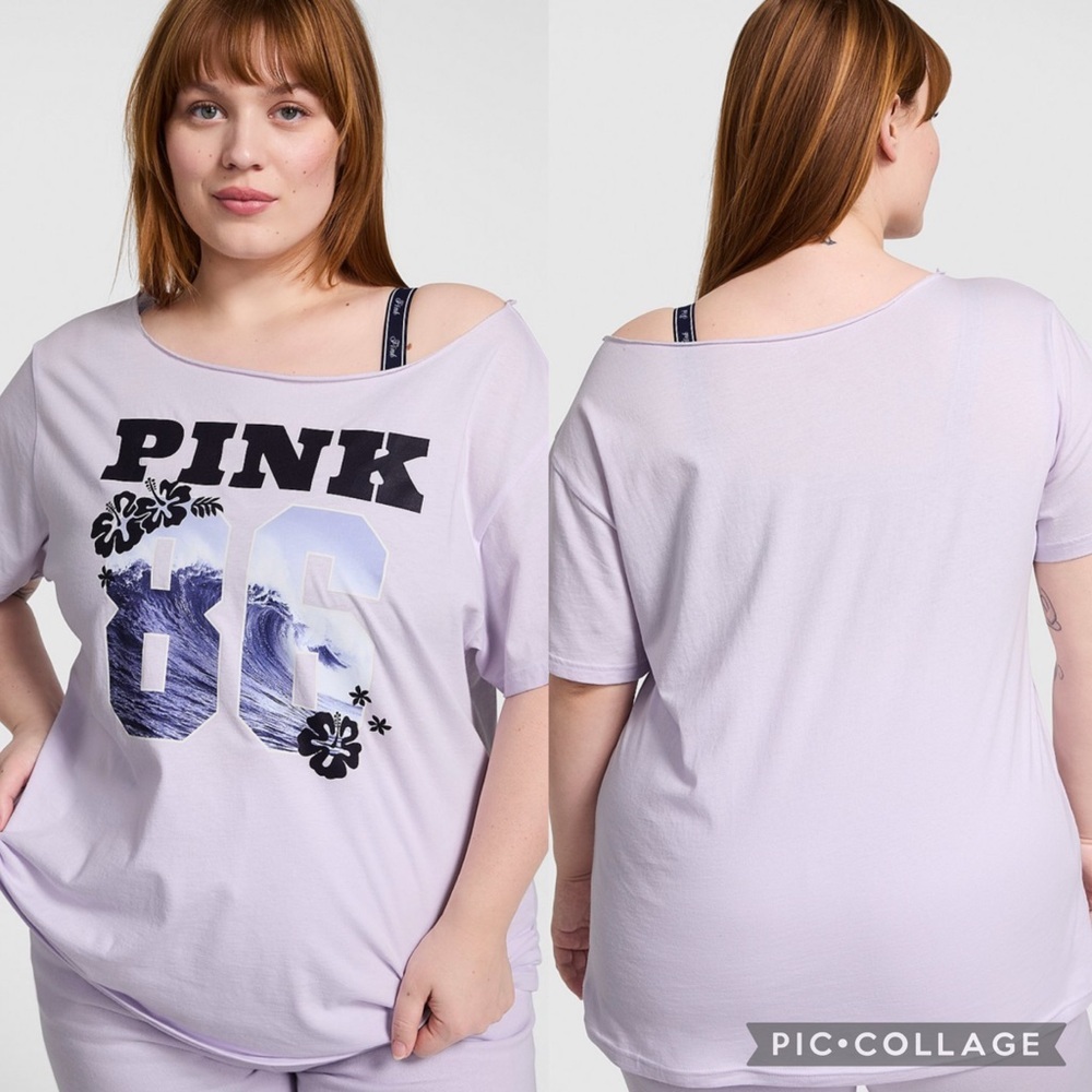 PINK Campus Cotton Off-The-Shoulder Tee